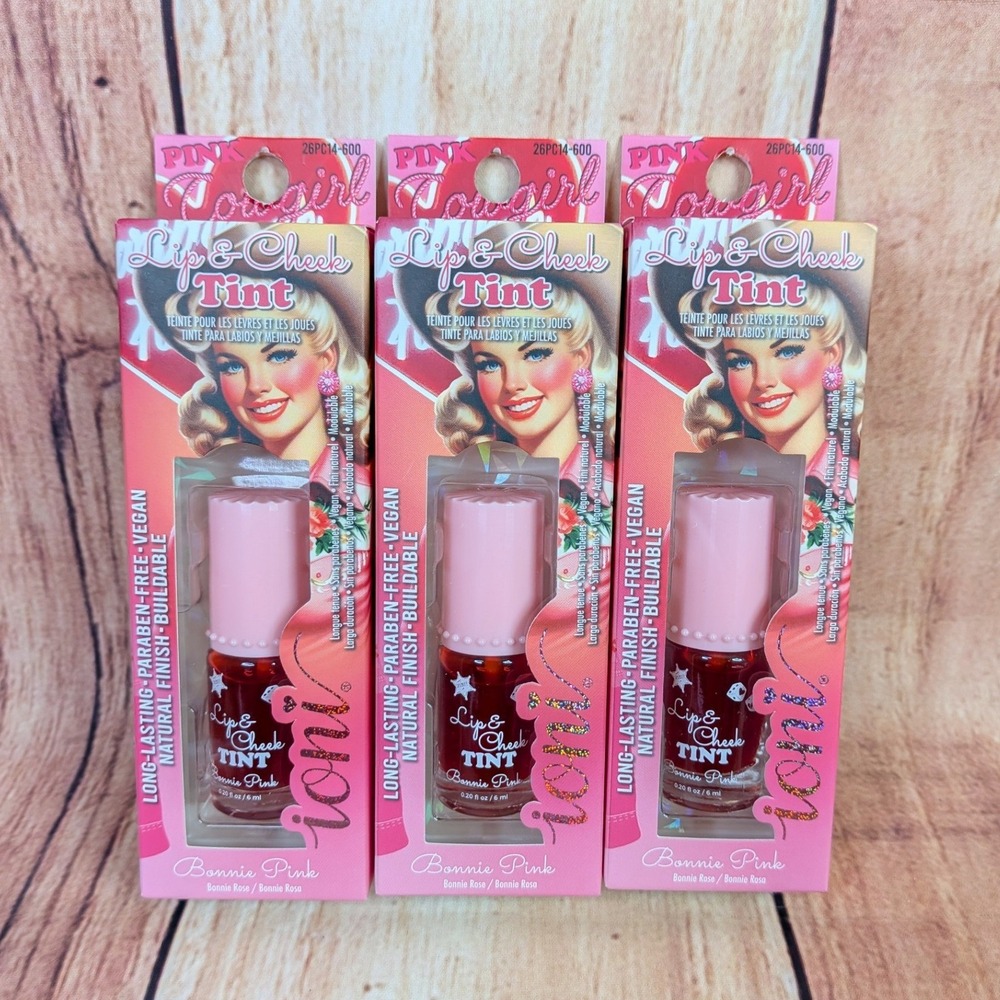 Ioni Pink Cowgirl Lip and Cheek Tint Bonnie Pink 3 Pack Vegan Blush